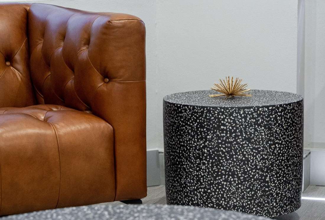 leather chair with a side table